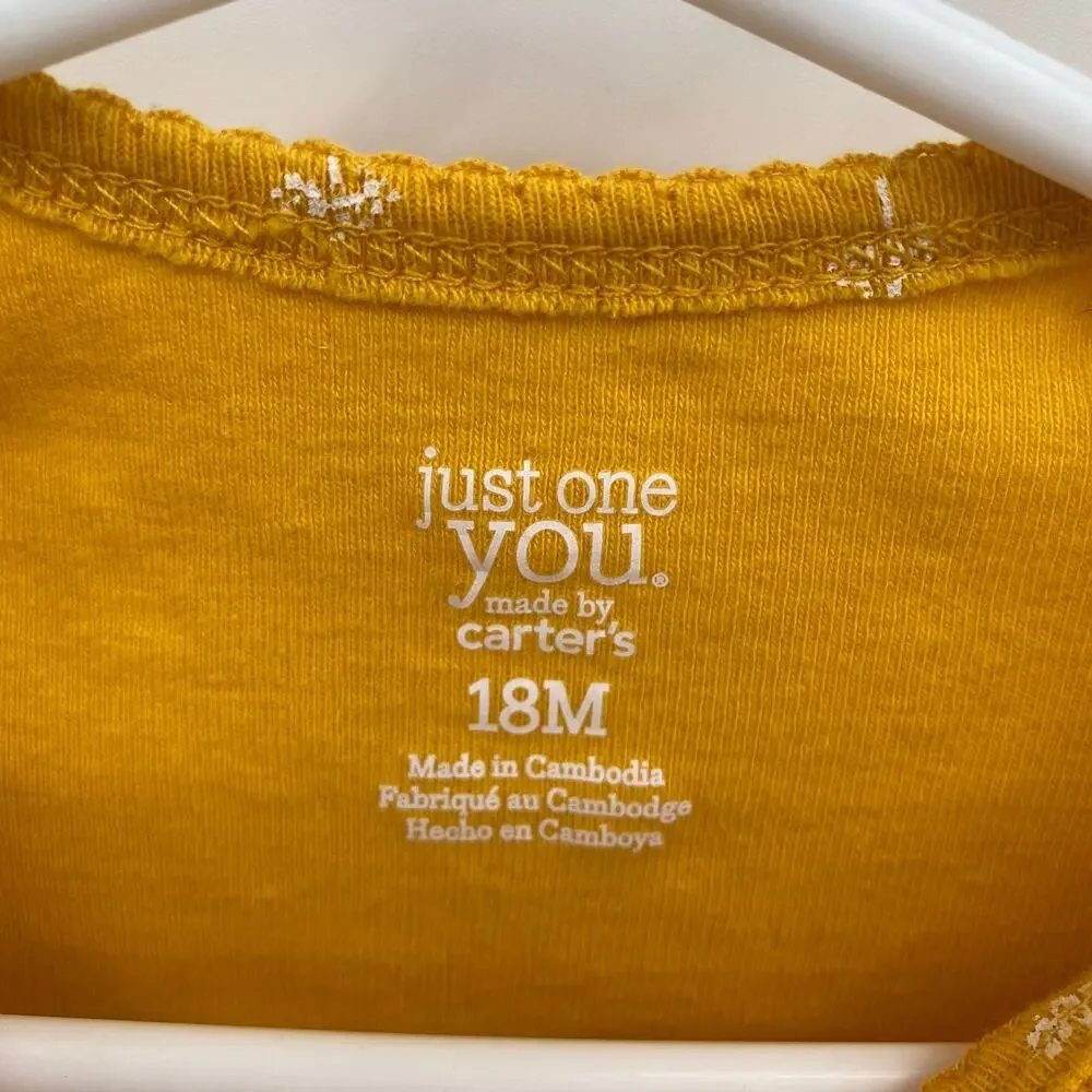 Just one You Yellow Bodysuit Fuzzy Llama Polka Dot size 18 Months